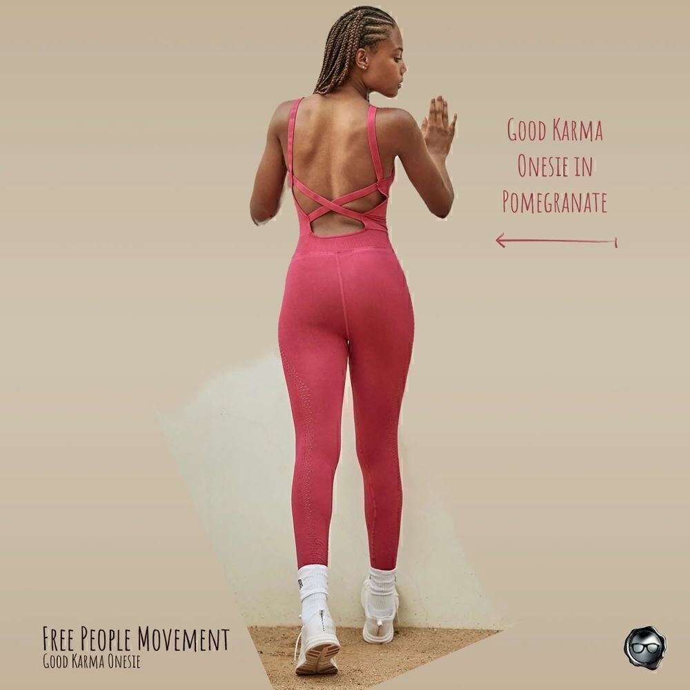 FP MOVEMENT GOOD KARMA ONESIE IN POMEGRANATE PINK FULL LENGTH ONE PIECE XS/S M/L